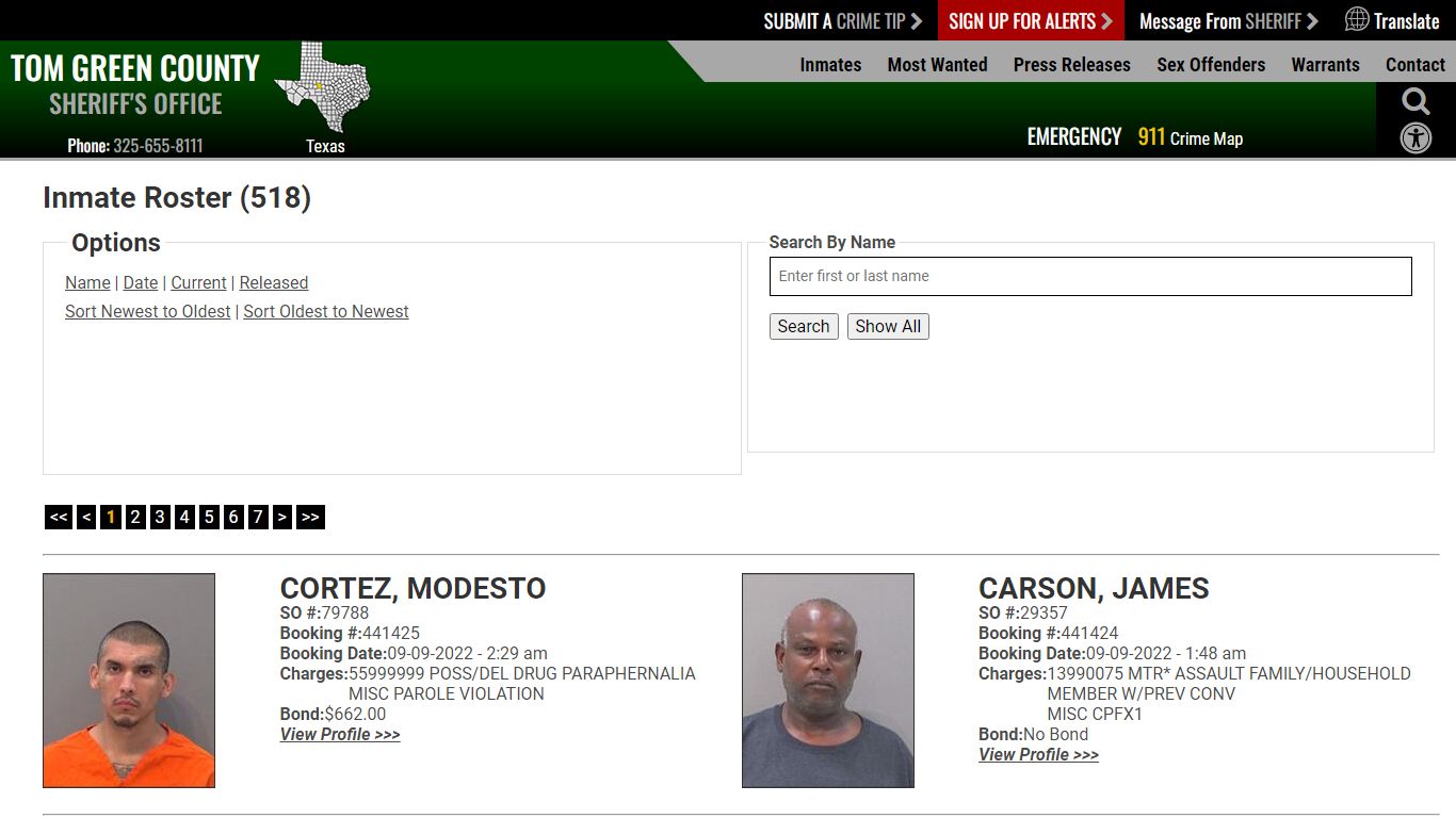 Inmate Roster (510) - Tom Green County Sheriff