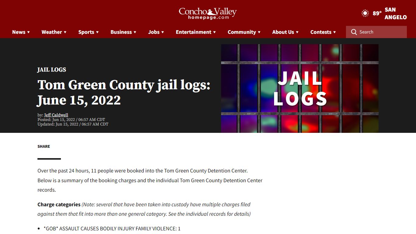 Tom Green County jail logs: June 15, 2022 - ConchoValleyHomepage.com